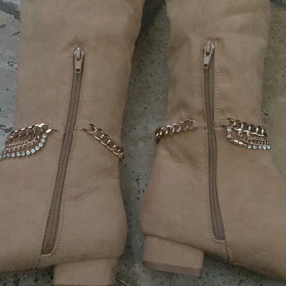 Camel Vegan Suede Boots - Picture 9 of 10